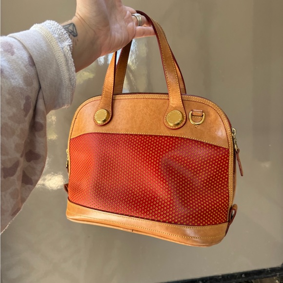 Dooney & Bourke Red and Brown Satchel - Picture 2 of 7